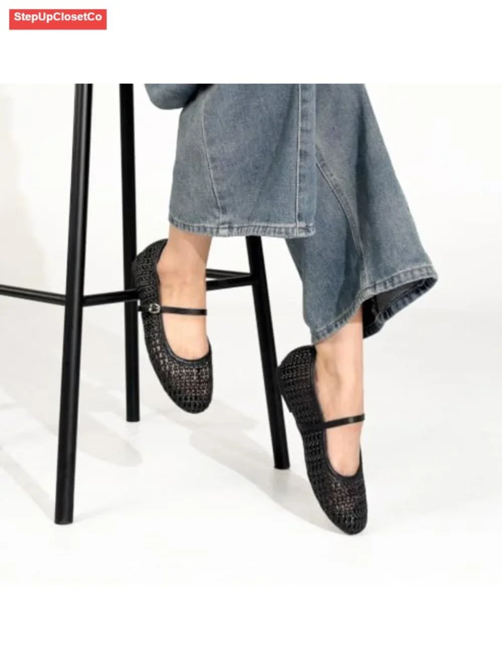 Woven Ballet Flats Mary Jane Shoes for Women Comfortable Dressy Adjustable